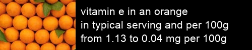 vitamin e in an orange information and values per serving and 100g